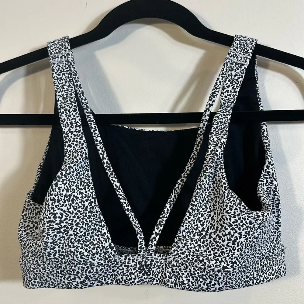 Athleta Black White Animal Sports Bra Women Size Small